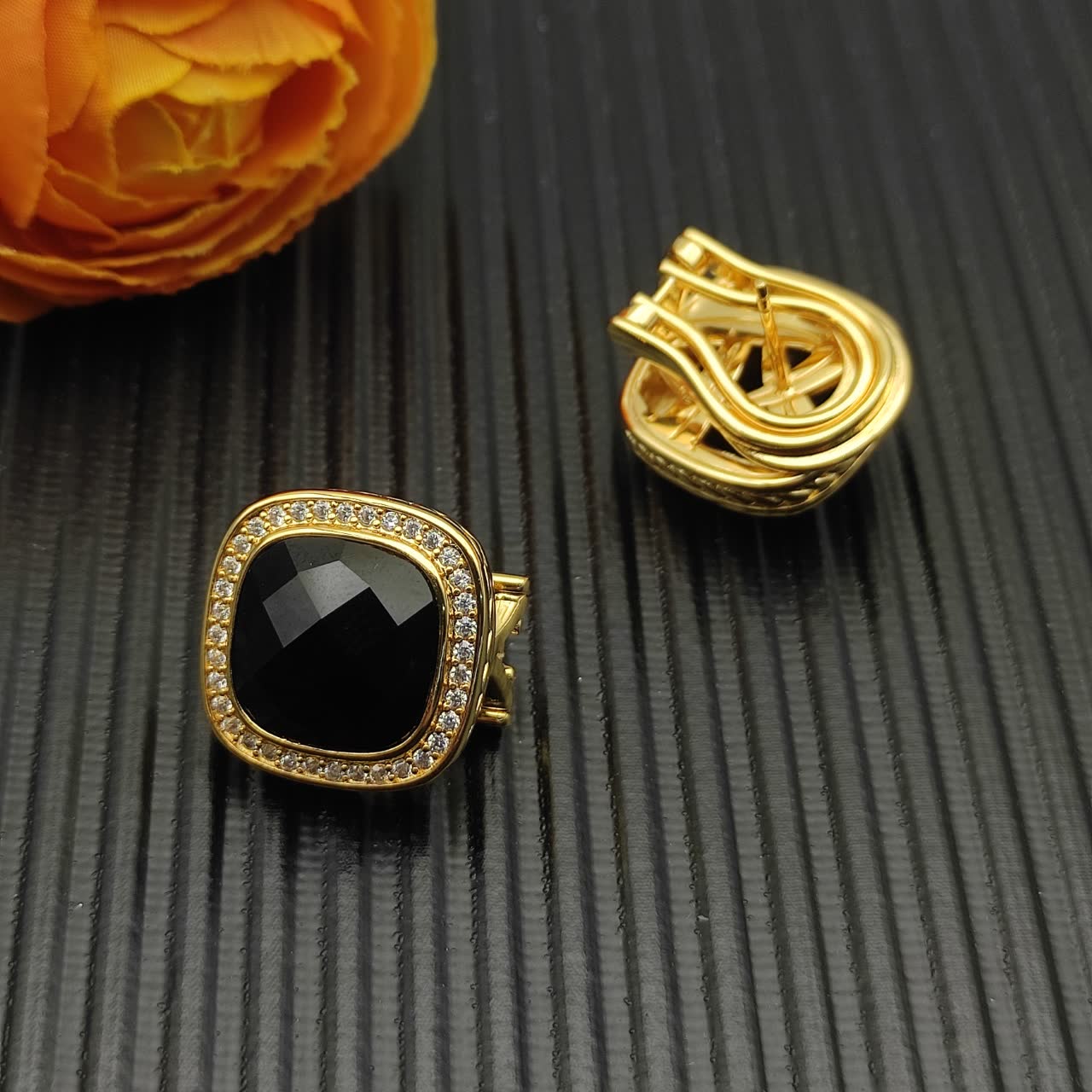 David Yurman Black Onyx & Diamond Cable Collectibles Clip-On Earrings